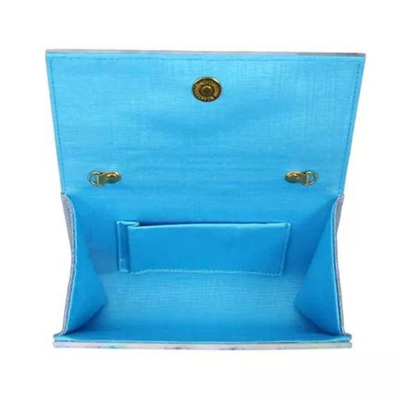 💜🩵RARE FIND!!! Kurt Geiger London Party Eagle Clutch With Removable Chain NWT 🩵💜 - Picture 4 of 12